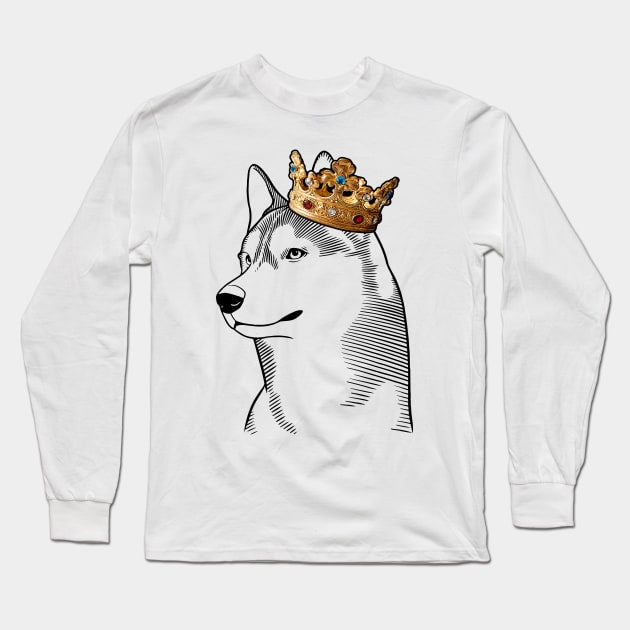 Siberian Husky Dog King Queen Wearing Crown Long Sleeve T-Shirt by millersye